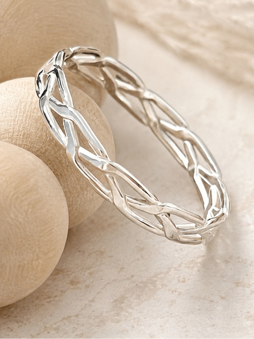 Sterling Silver Braided Ring- Silver